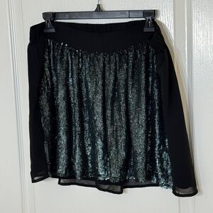 Chaser Women's Sequin Flowy Glam Rock Mini Skirt with pockets - L - NWT